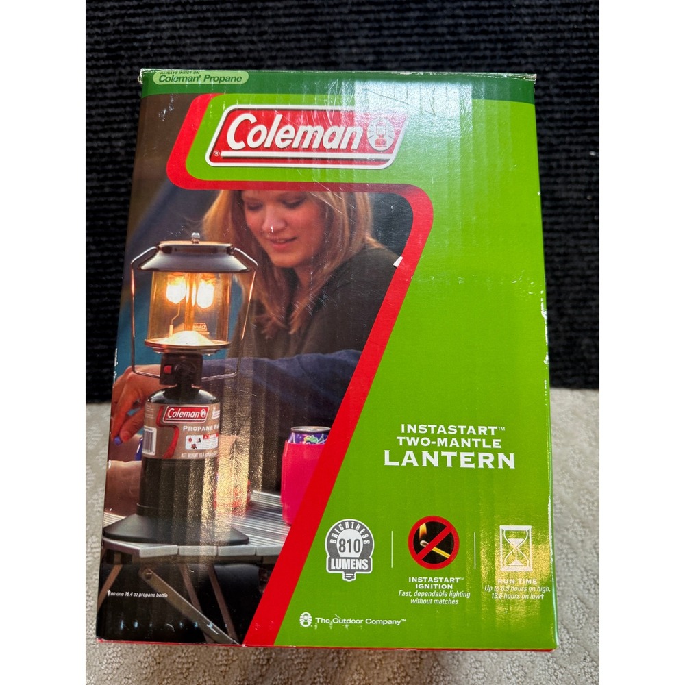 Coleman InstaStart Two-Mantle Propane Lantern 810‎ Lumens Green 5159 Series NEW